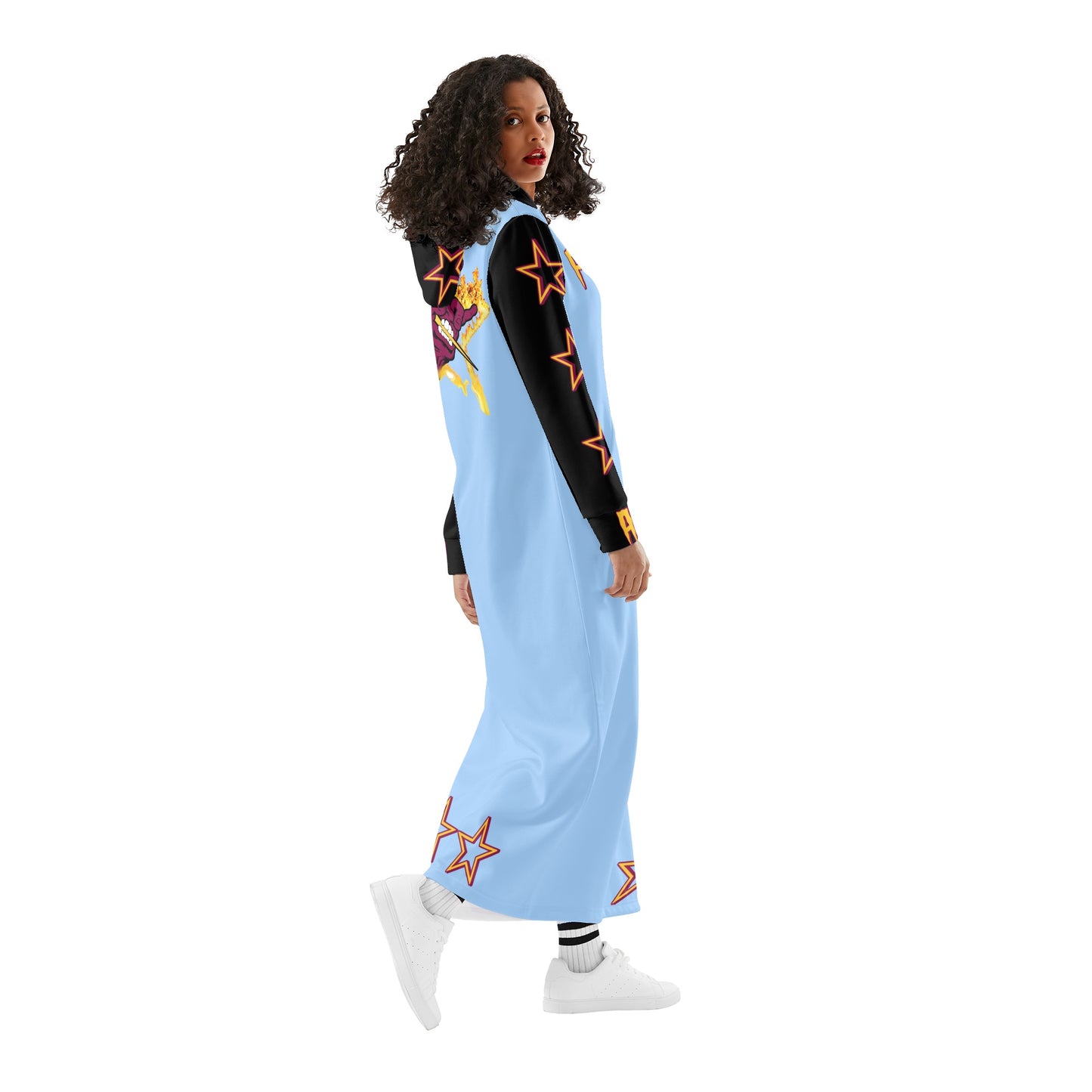 Sun Devil S.O.S Follow The Fork Edition Womens Black/SkyBlue Long Hoodie Dress