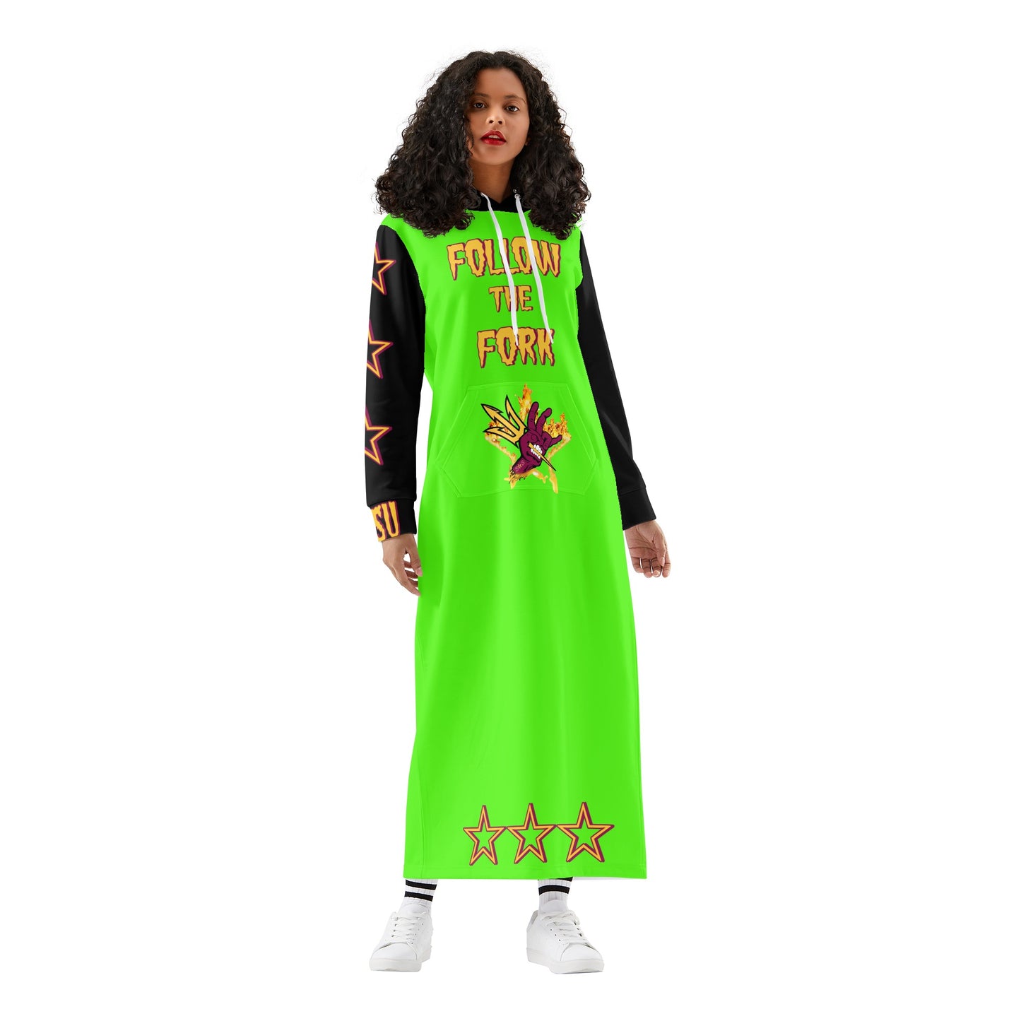 Sun Devil S.O.S Follow The Fork Edition Womens Black/GooGas Long Hoodie Dress