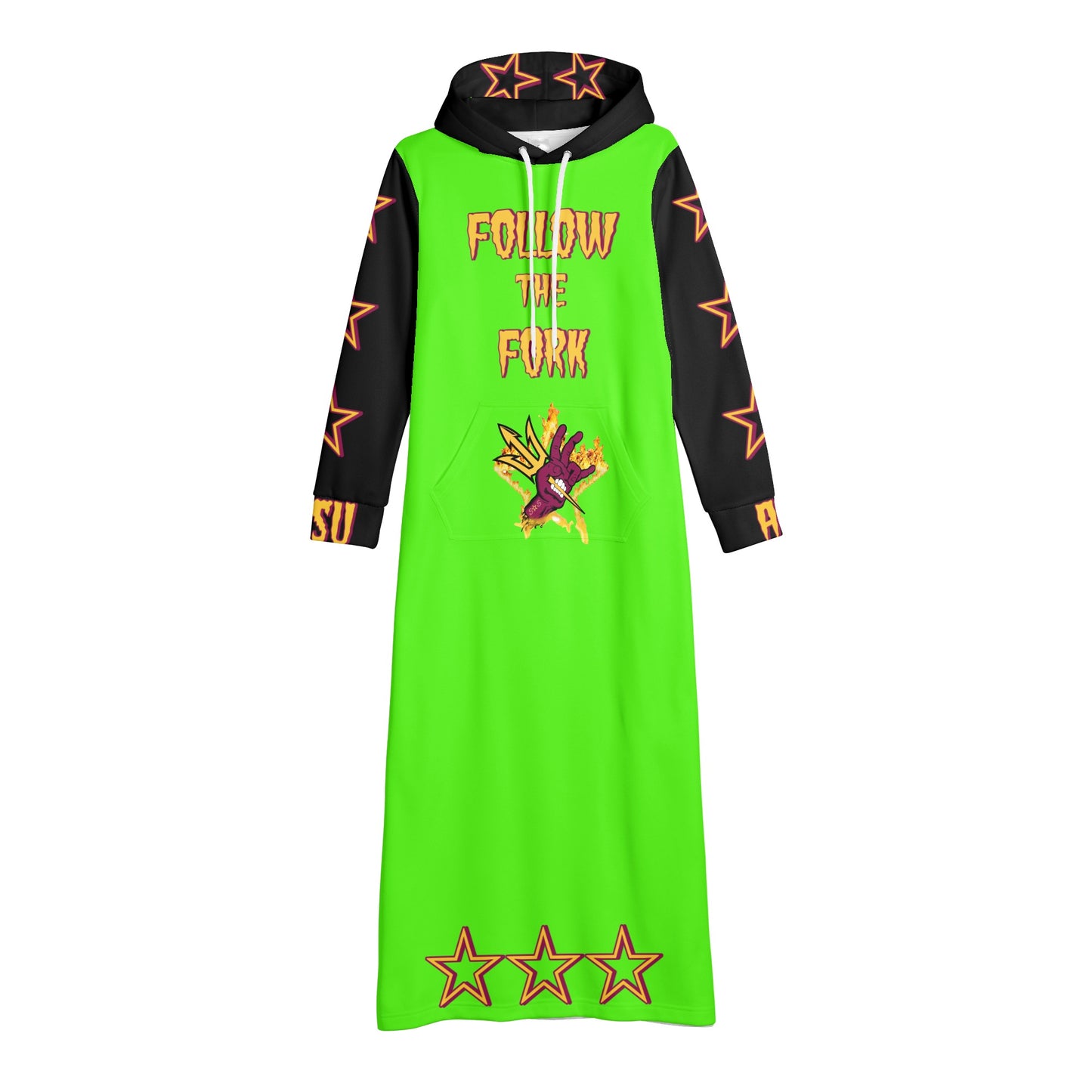 Sun Devil S.O.S Follow The Fork Edition Womens Black/GooGas Long Hoodie Dress