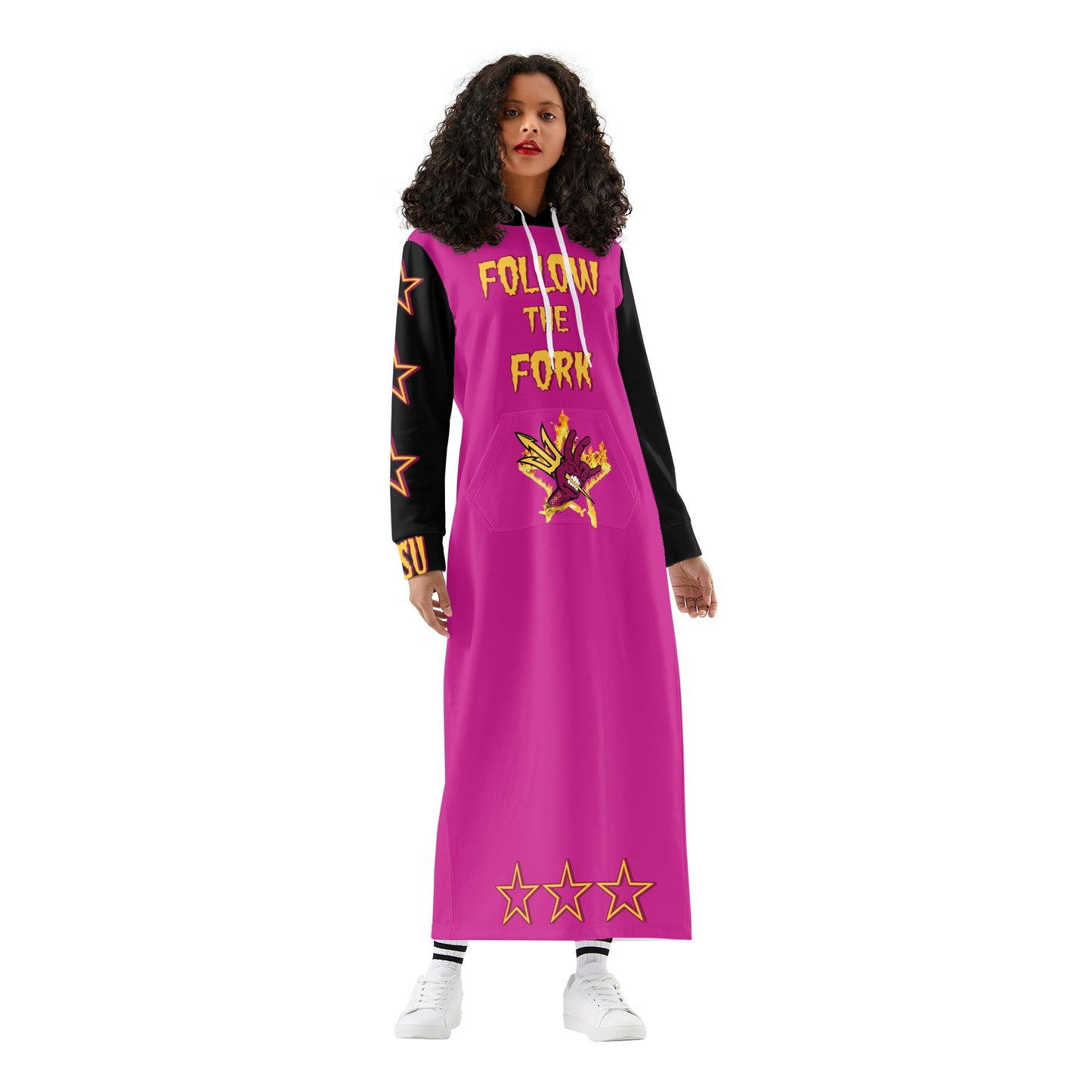 Sun Devil S.O.S Follow The Fork Edition Womens Black/Purple Long Hoodie Dress