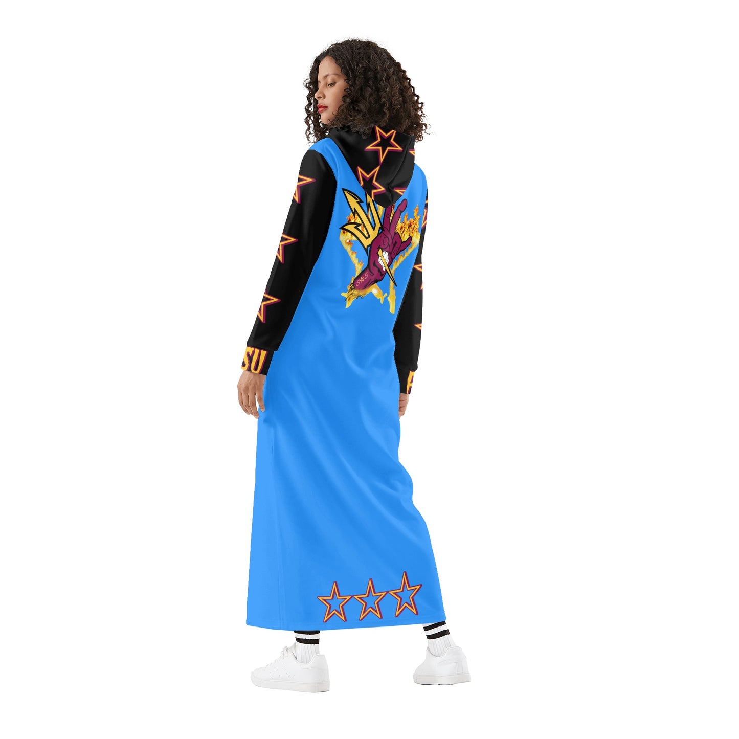 Sun Devil S.O.S Follow The Fork Edition Womens Black/Blue Long Hoodie Dress