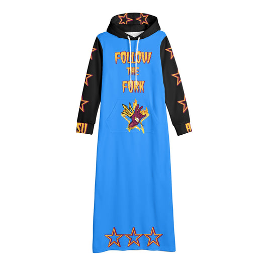 Sun Devil S.O.S Follow The Fork Edition Womens Black/Blue Long Hoodie Dress