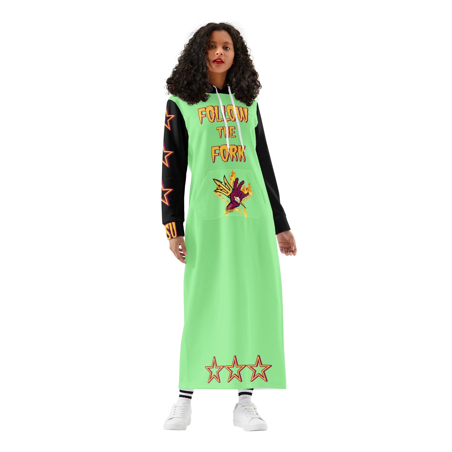 Sun Devil S.O.S Follow The Fork Edition Womens Black/MintGreen Long Hoodie Dress