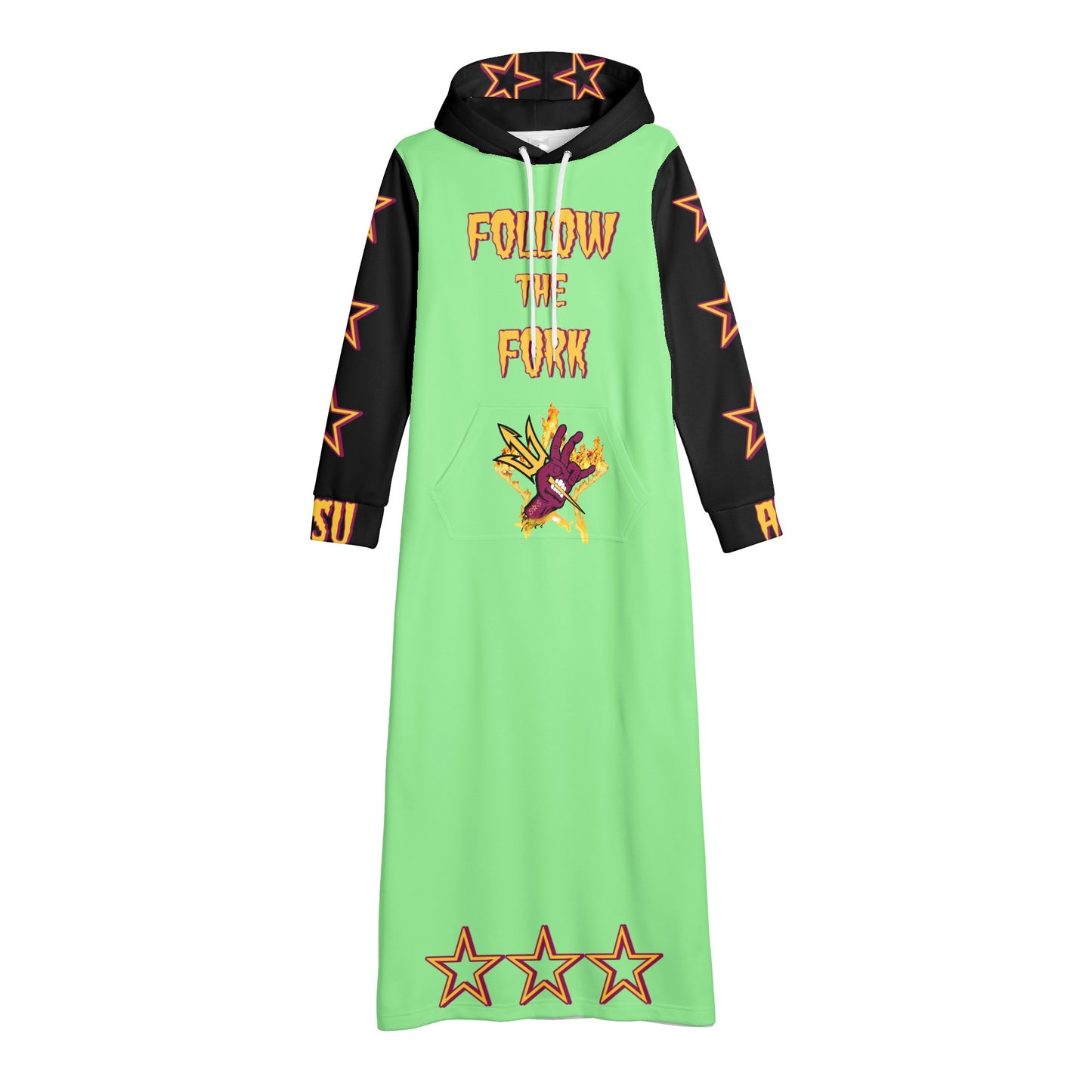 Sun Devil S.O.S Follow The Fork Edition Womens Black/MintGreen Long Hoodie Dress