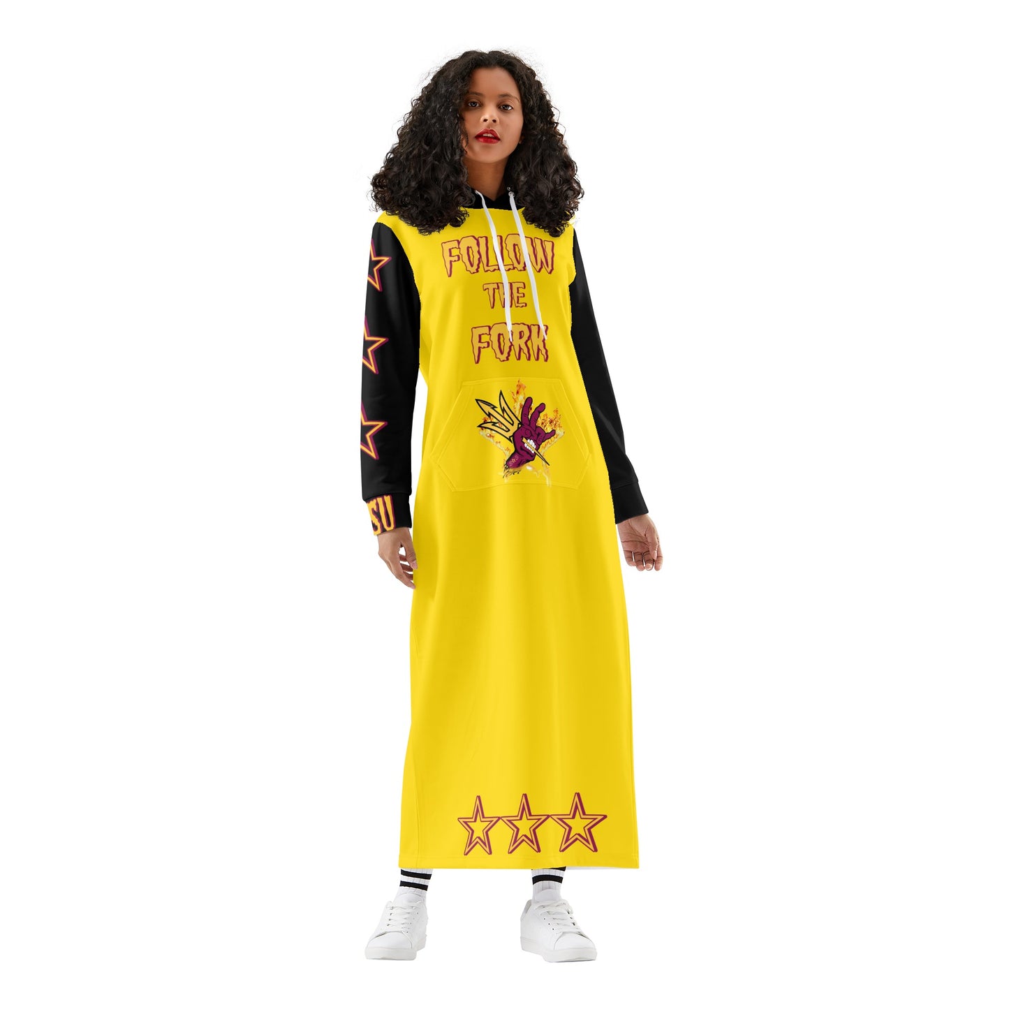 Sun Devil S.O.S Follow The Fork Edition Womens Black/Gold Long Hoodie Dress