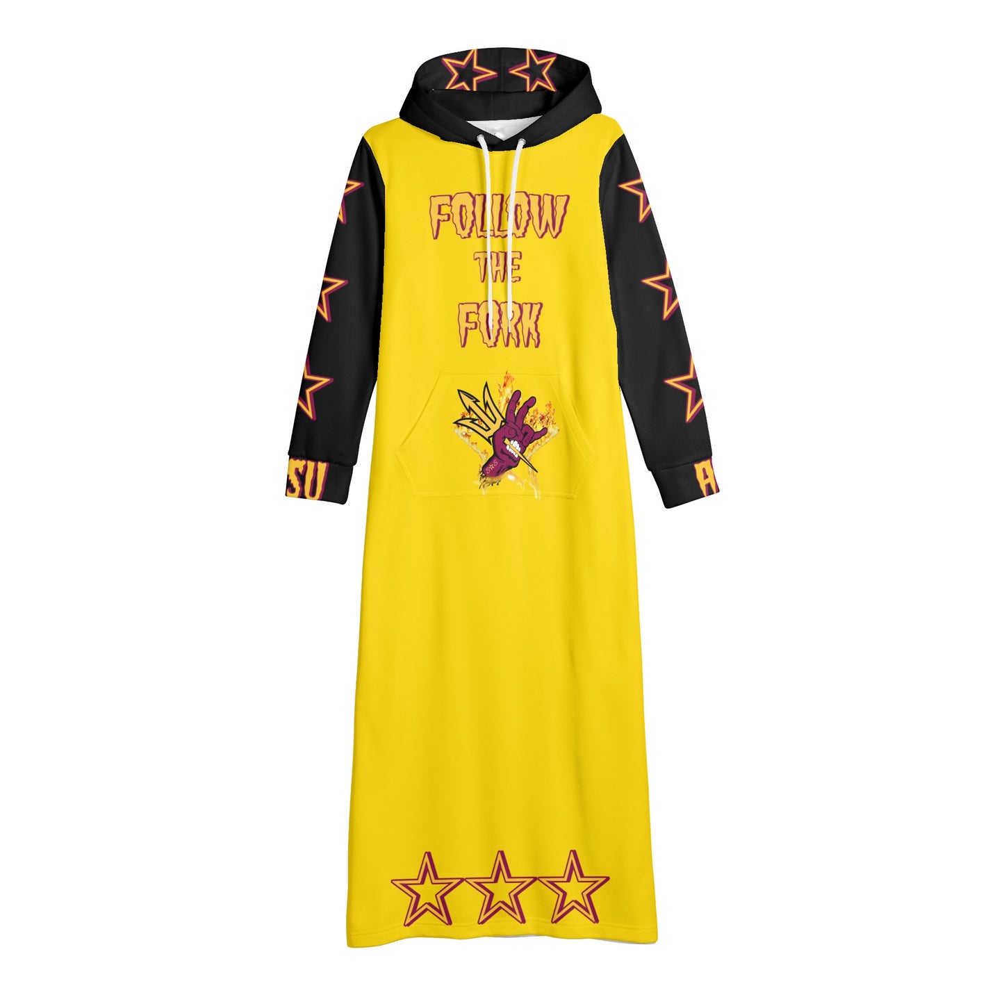 Sun Devil S.O.S Follow The Fork Edition Womens Black/Gold Long Hoodie Dress