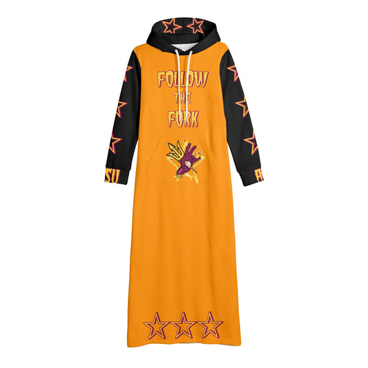 Sun Devil S.O.S Follow The Fork Edition Womens Black/Orange Long Hoodie Dress