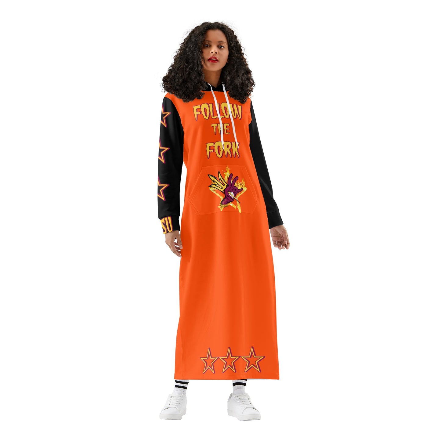 Sun Devil S.O.S ForkZona Edition Womens Black/DarkOrange Long Hoodie Dress