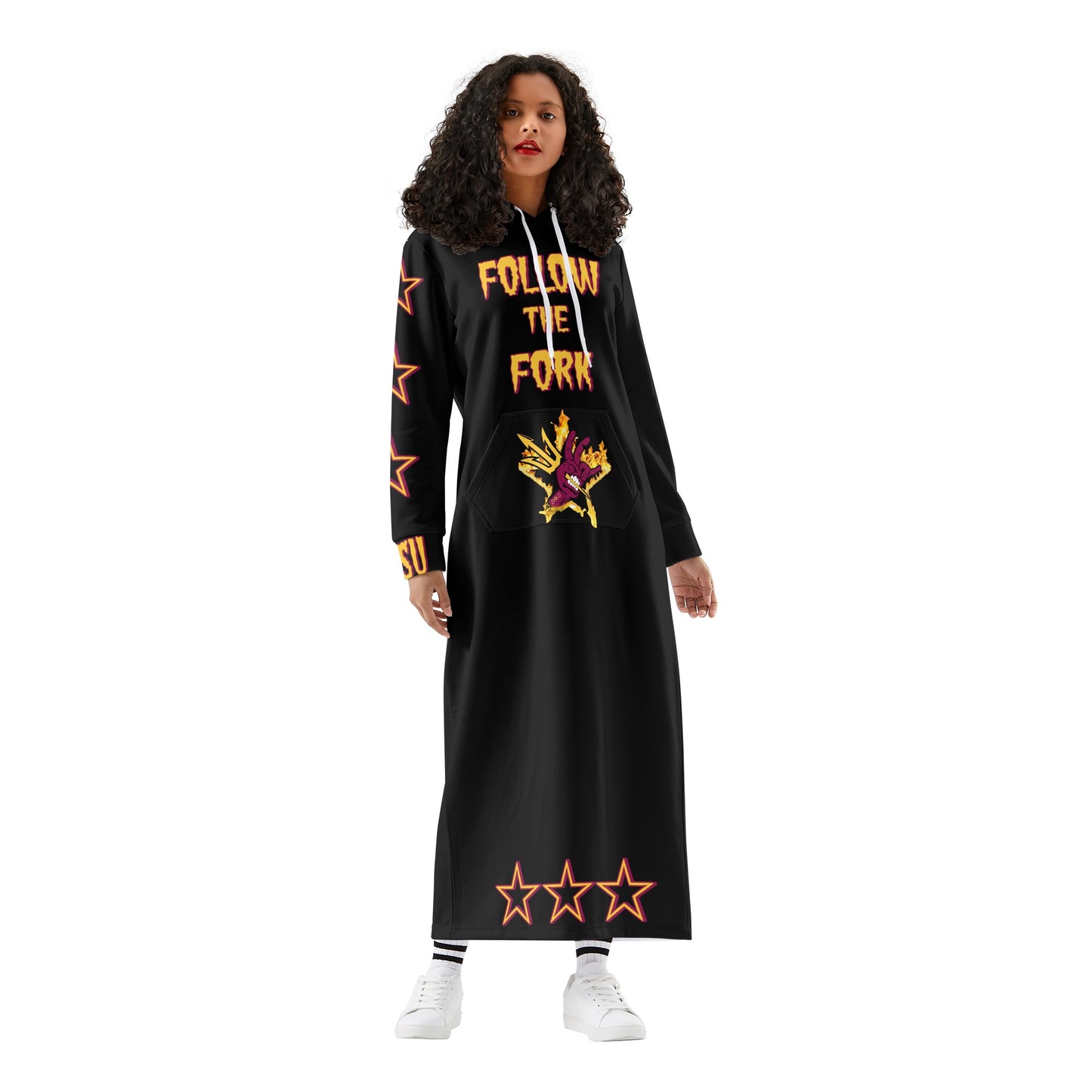 Sun Devil S.O.S ForkZona Edition Womens Black Long Hoodie Dress