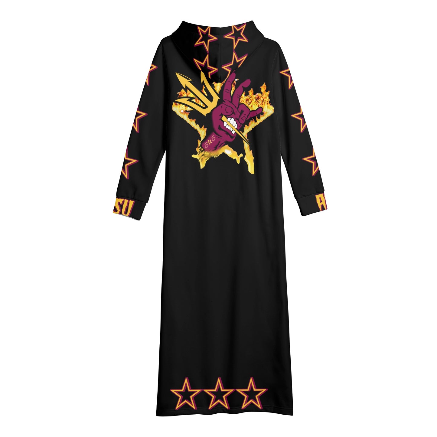 Sun Devil S.O.S ForkZona Edition Womens Black Long Hoodie Dress