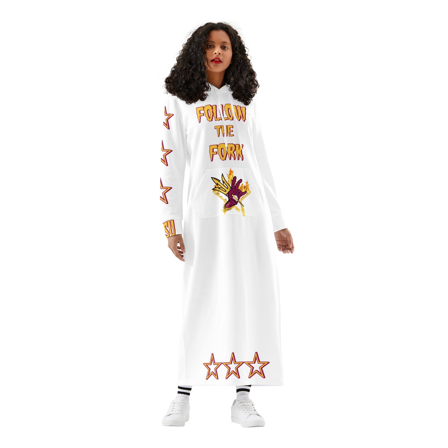 Sun Devil S.O.S Follow The Fork Edition Womens White Long Hoodie Dress