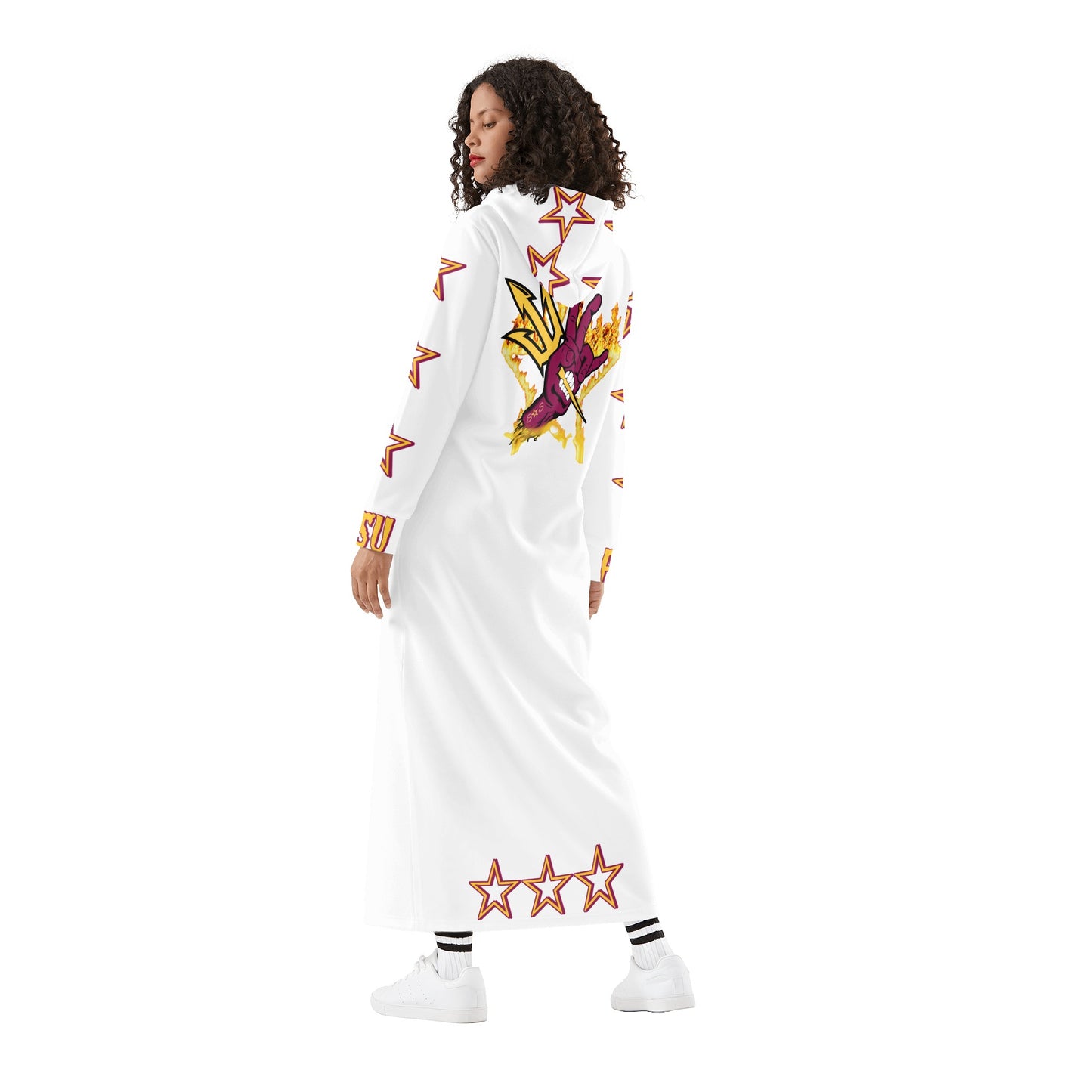 Sun Devil S.O.S Follow The Fork Edition Womens White Long Hoodie Dress