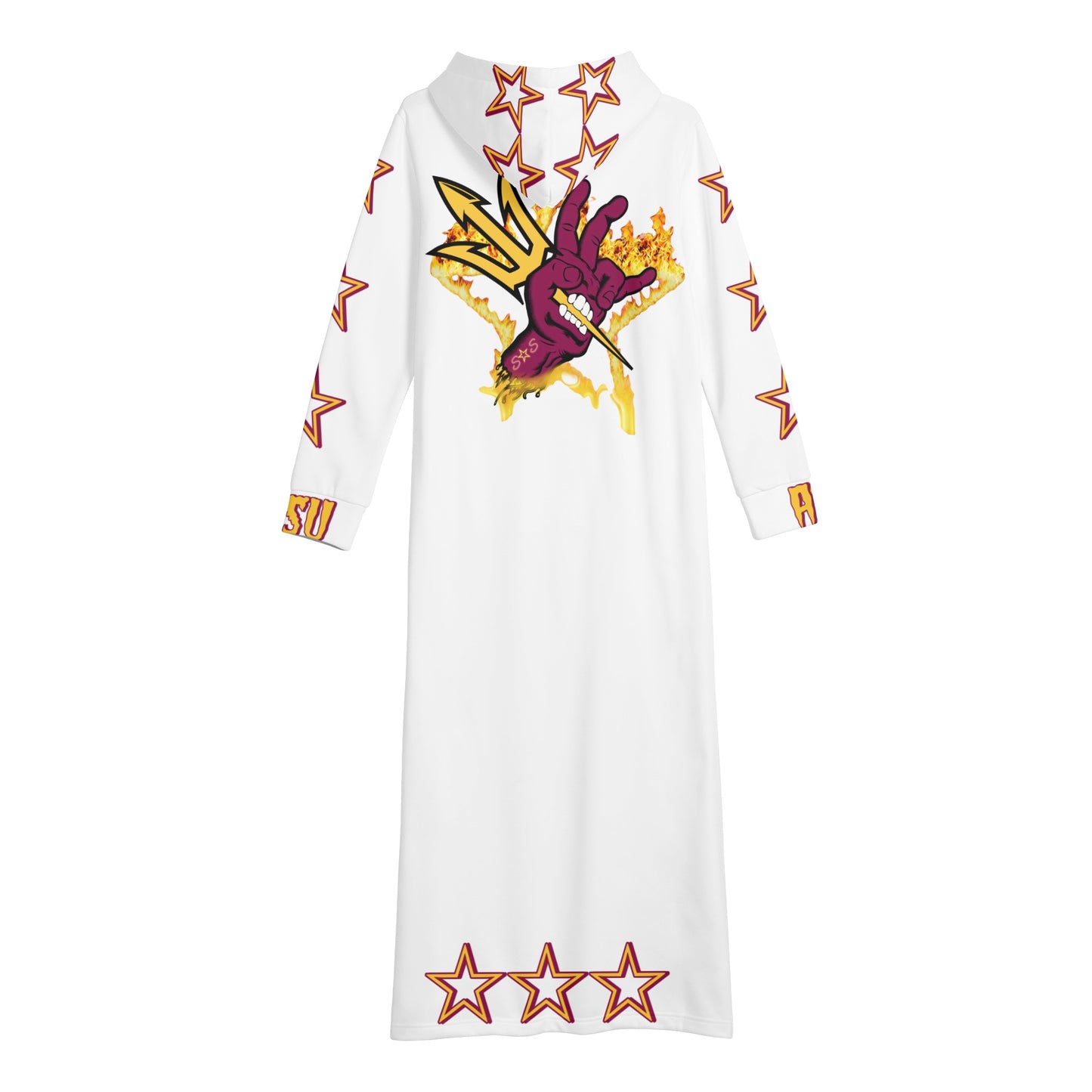 Sun Devil S.O.S Follow The Fork Edition Womens White Long Hoodie Dress