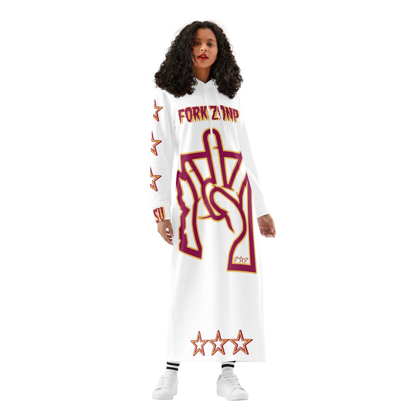 Sun Devil S.O.S ForkZona Edition Womens White Long Hoodie Dress