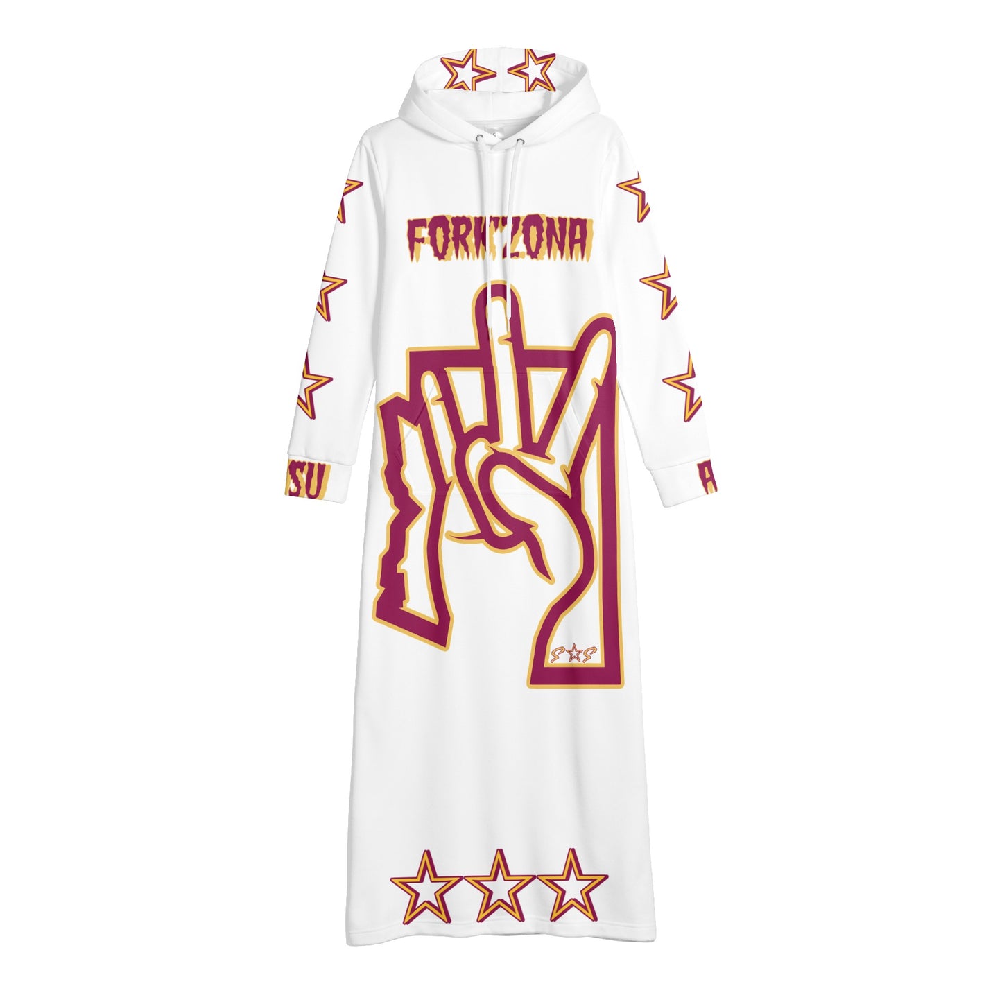 Sun Devil S.O.S ForkZona Edition Womens White Long Hoodie Dress