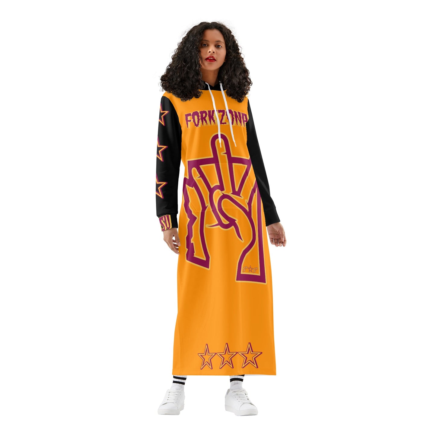 Sun Devil S.O.S ForkZona Edition Womens Black/Orange Long Hoodie Dress