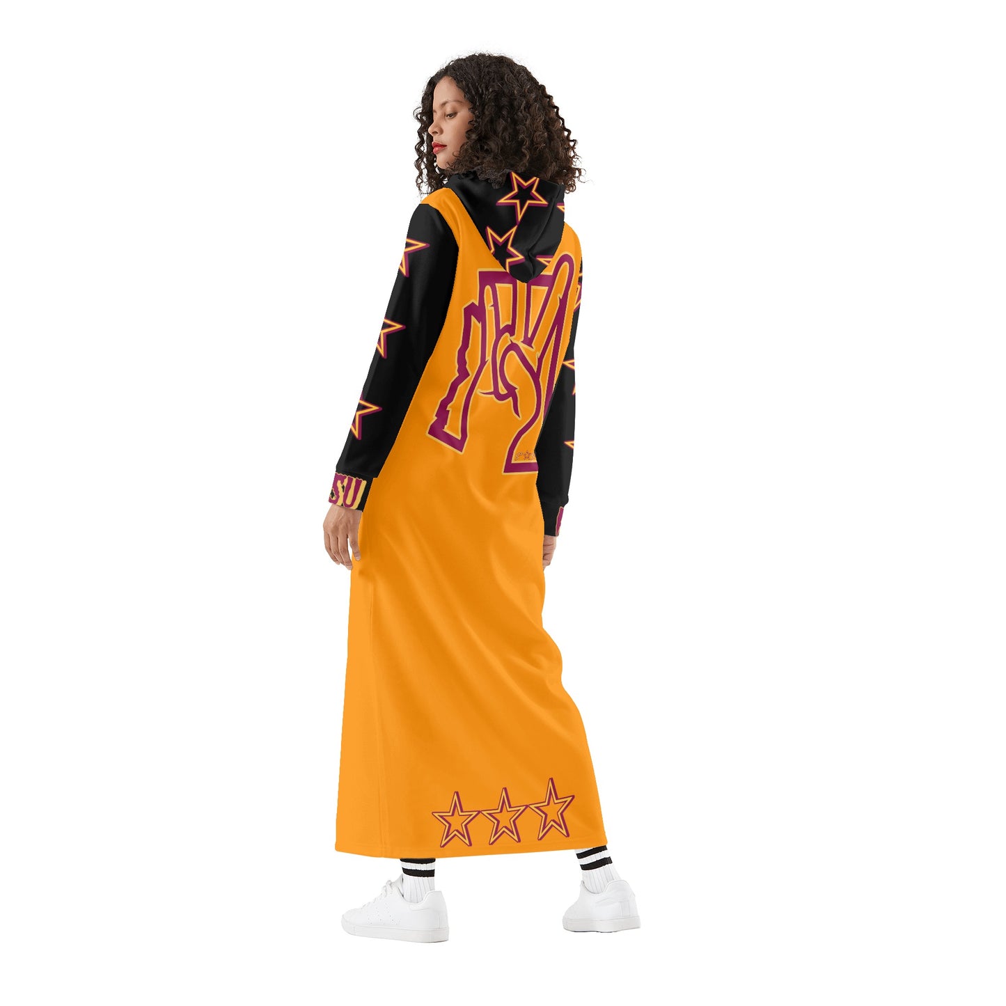 Sun Devil S.O.S ForkZona Edition Womens Black/Orange Long Hoodie Dress