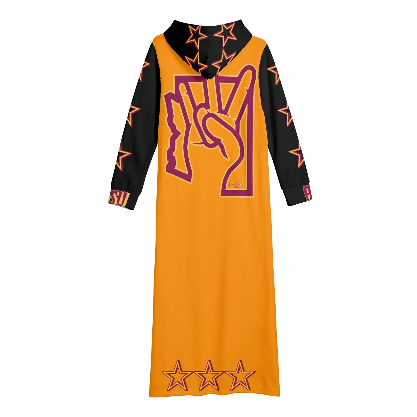 Sun Devil S.O.S ForkZona Edition Womens Black/Orange Long Hoodie Dress