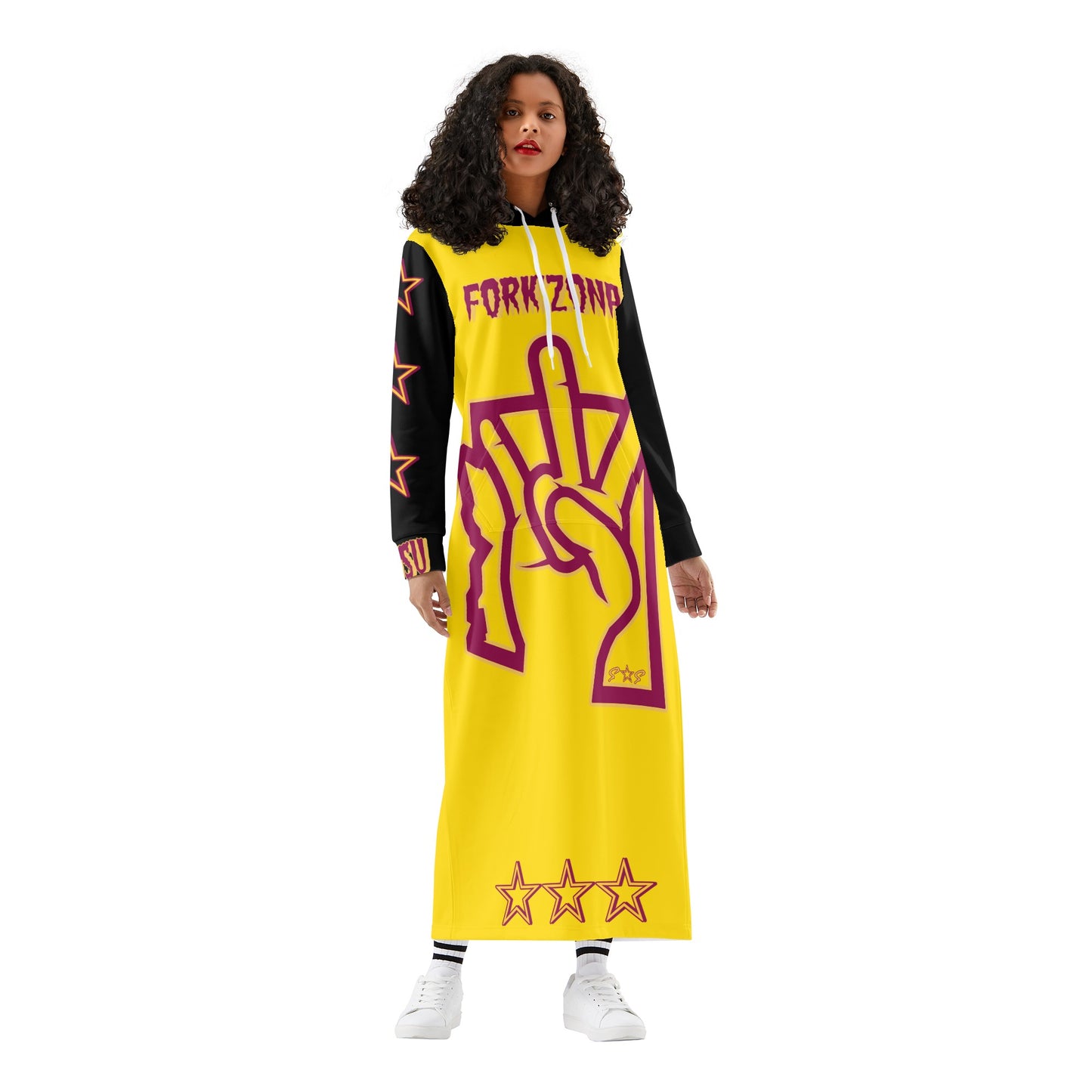 Sun Devil S.O.S ForkZona Edition Womens Black/Gold Long Hoodie Dress