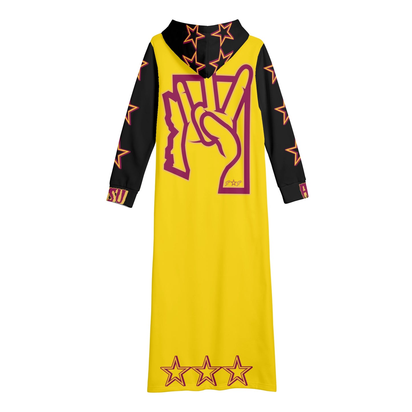 Sun Devil S.O.S ForkZona Edition Womens Black/Gold Long Hoodie Dress