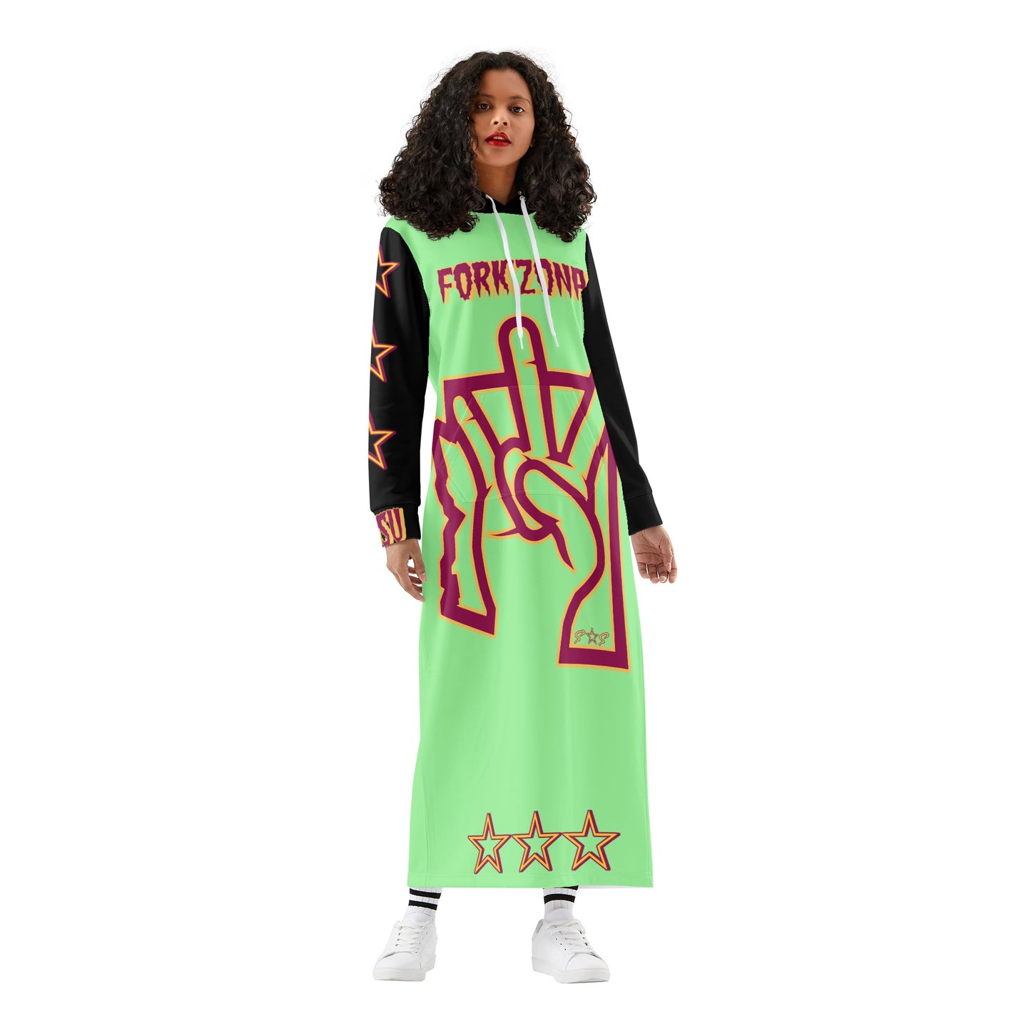 Sun Devil S.O.S ForkZona Edition Womens Black/MintGreen Long Hoodie Dress