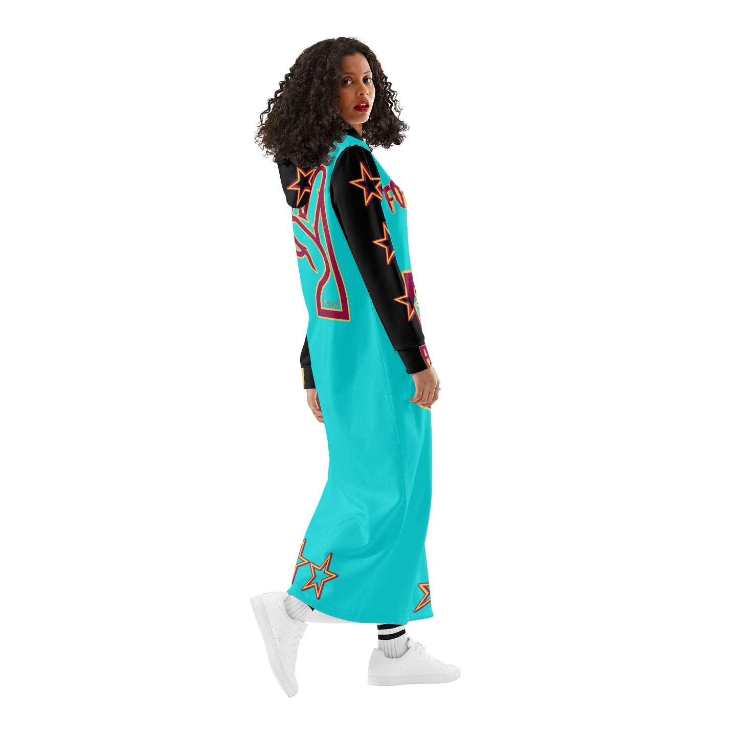 Sun Devil S.O.S ForkZona Edition Womens Black/Turquoise Long Hoodie Dress