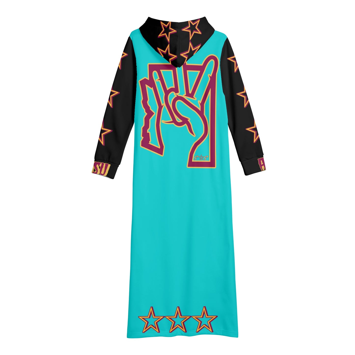 Sun Devil S.O.S ForkZona Edition Womens Black/Turquoise Long Hoodie Dress