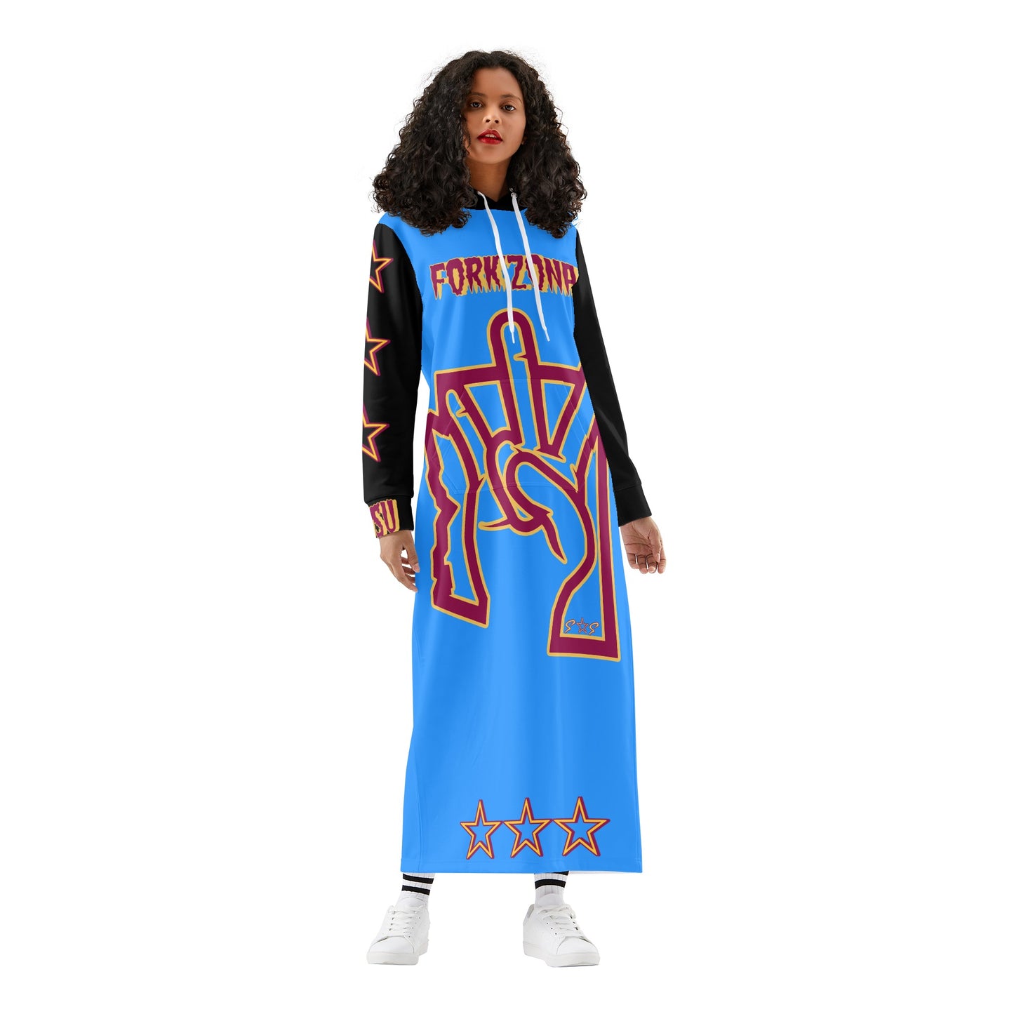 Sun Devil S.O.S ForkZona Edition Womens Black/Blue Long Hoodie Dress