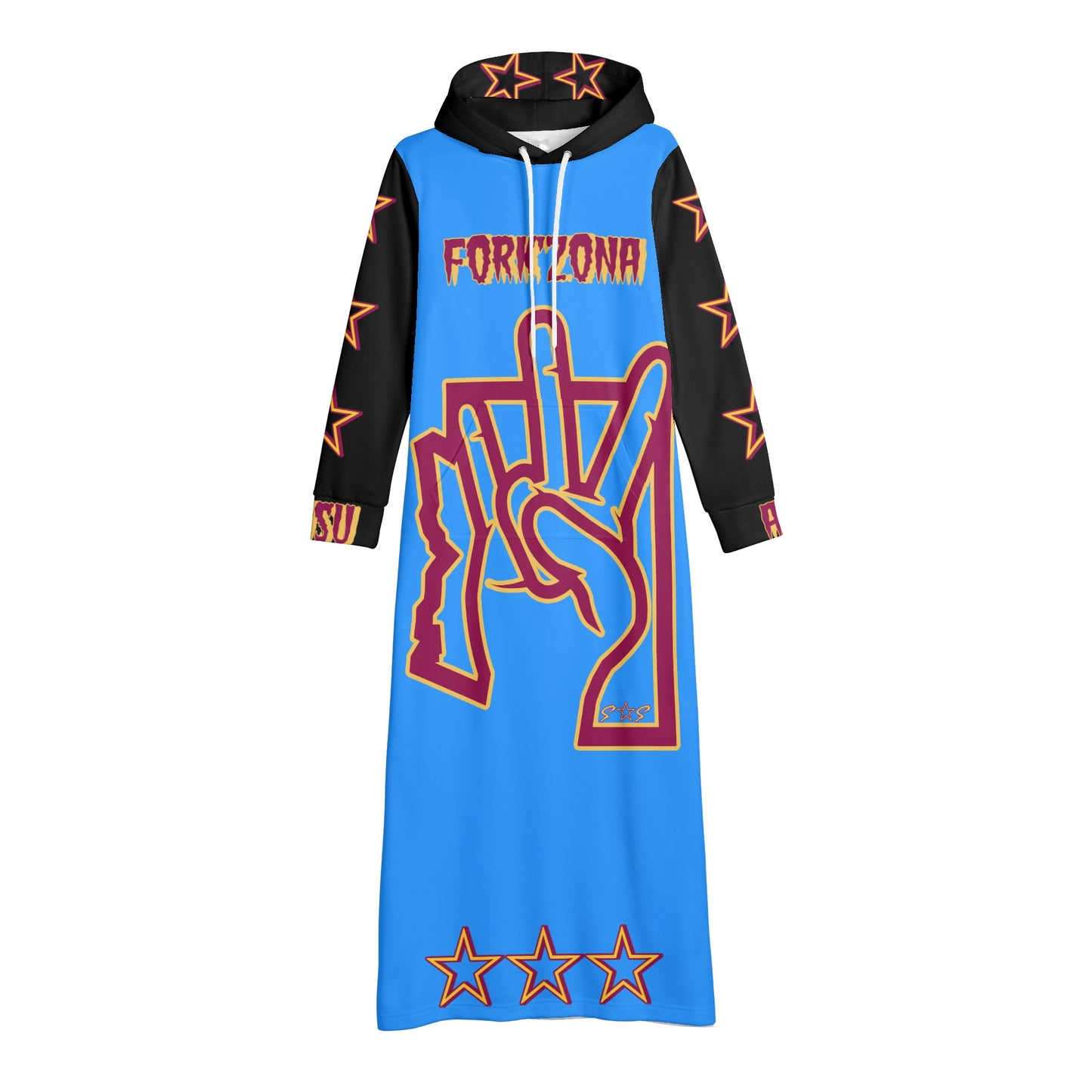 Sun Devil S.O.S ForkZona Edition Womens Black/Blue Long Hoodie Dress