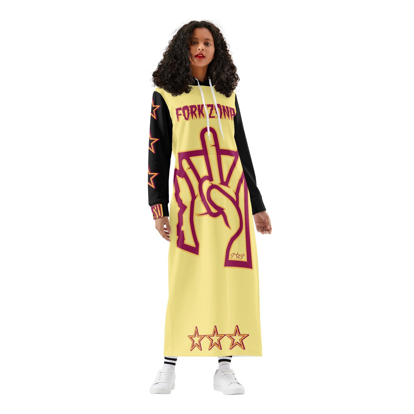 Sun Devil S.O.S ForkZona Edition Womens Black/Tan Long Hoodie Dress