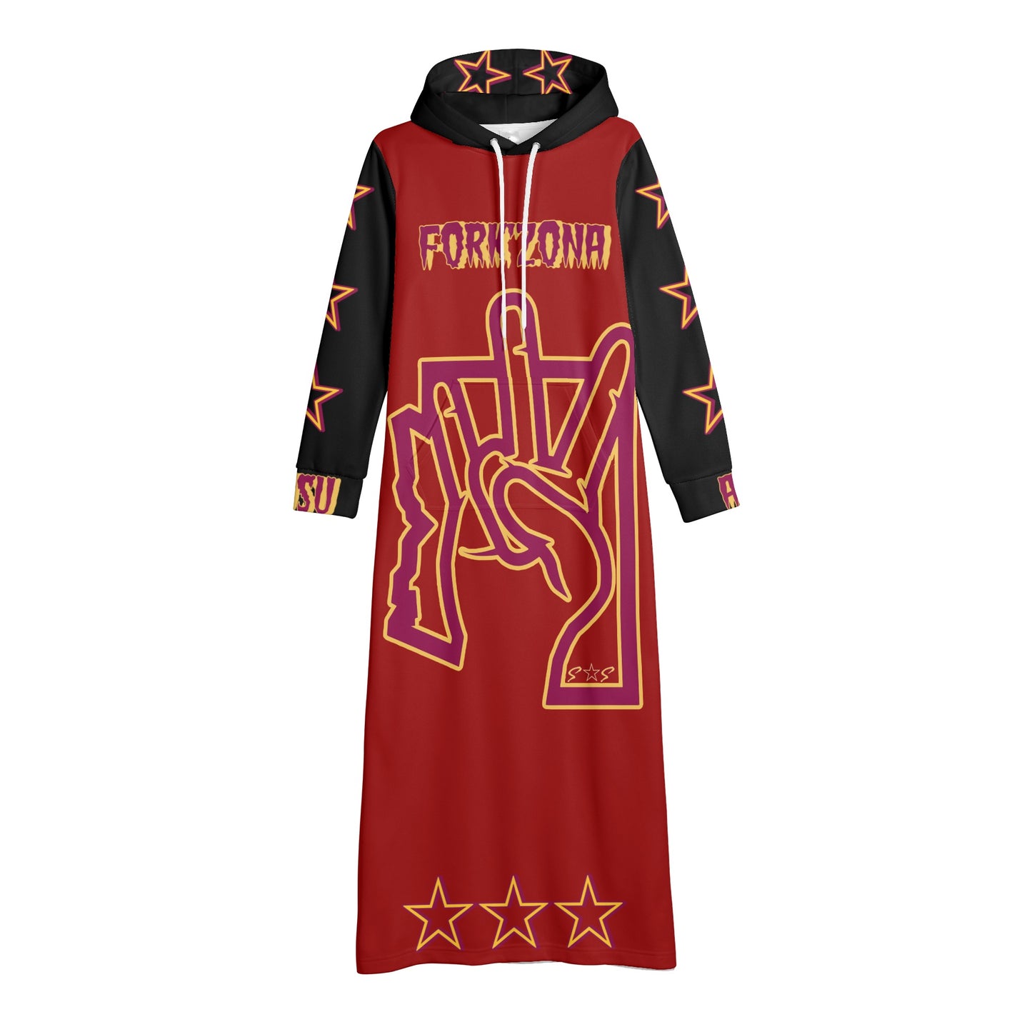 Sun Devil S.O.S ForkZona Edition Womens Black/Maroon Long Hoodie Dress