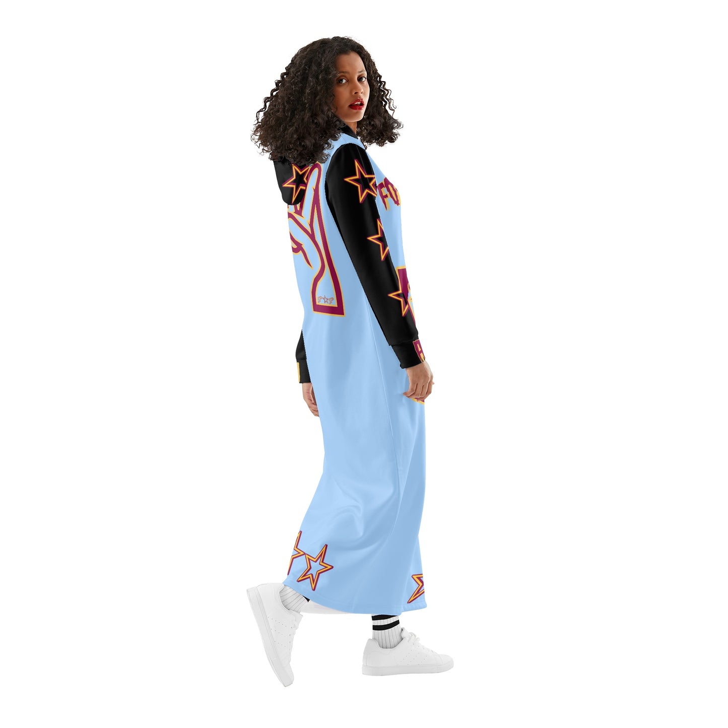 Sun Devil S.O.S ForkZona Edition Womens Black/SkyBlue Long Hoodie Dress