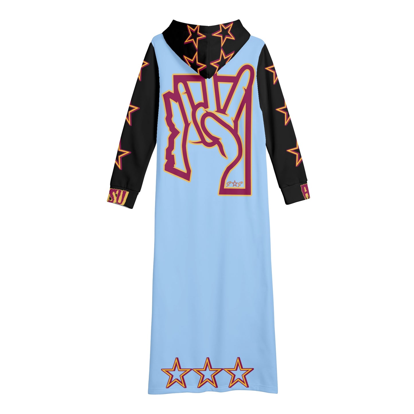 Sun Devil S.O.S ForkZona Edition Womens Black/SkyBlue Long Hoodie Dress