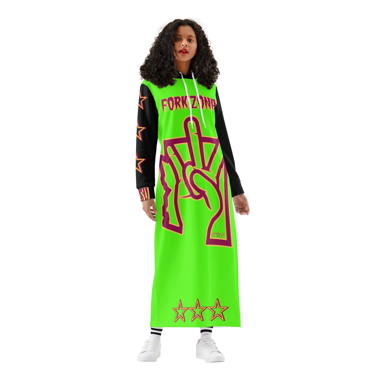 Sun Devil  S.O.S ForkZona Edition Womens Black/GooGreen Long Hoodie Dress