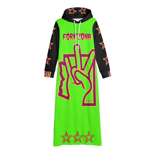 Sun Devil  S.O.S ForkZona Edition Womens Black/GooGreen Long Hoodie Dress