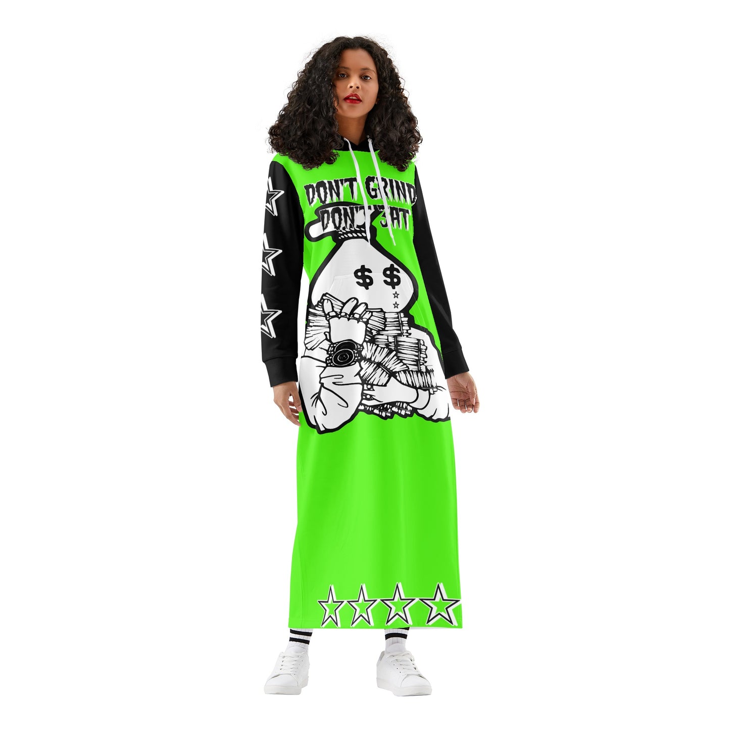 Money Man D.G.D.3 (Dont Grind, Dont 3at) Womens Goo Green Long Hoodie Dress