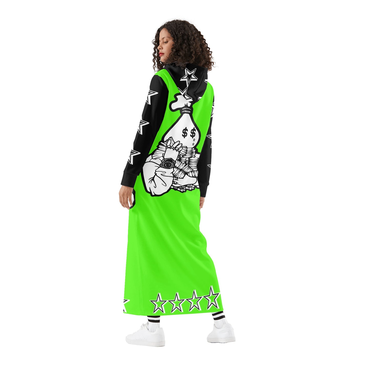 Money Man D.G.D.3 (Dont Grind, Dont 3at) Womens Goo Green Long Hoodie Dress