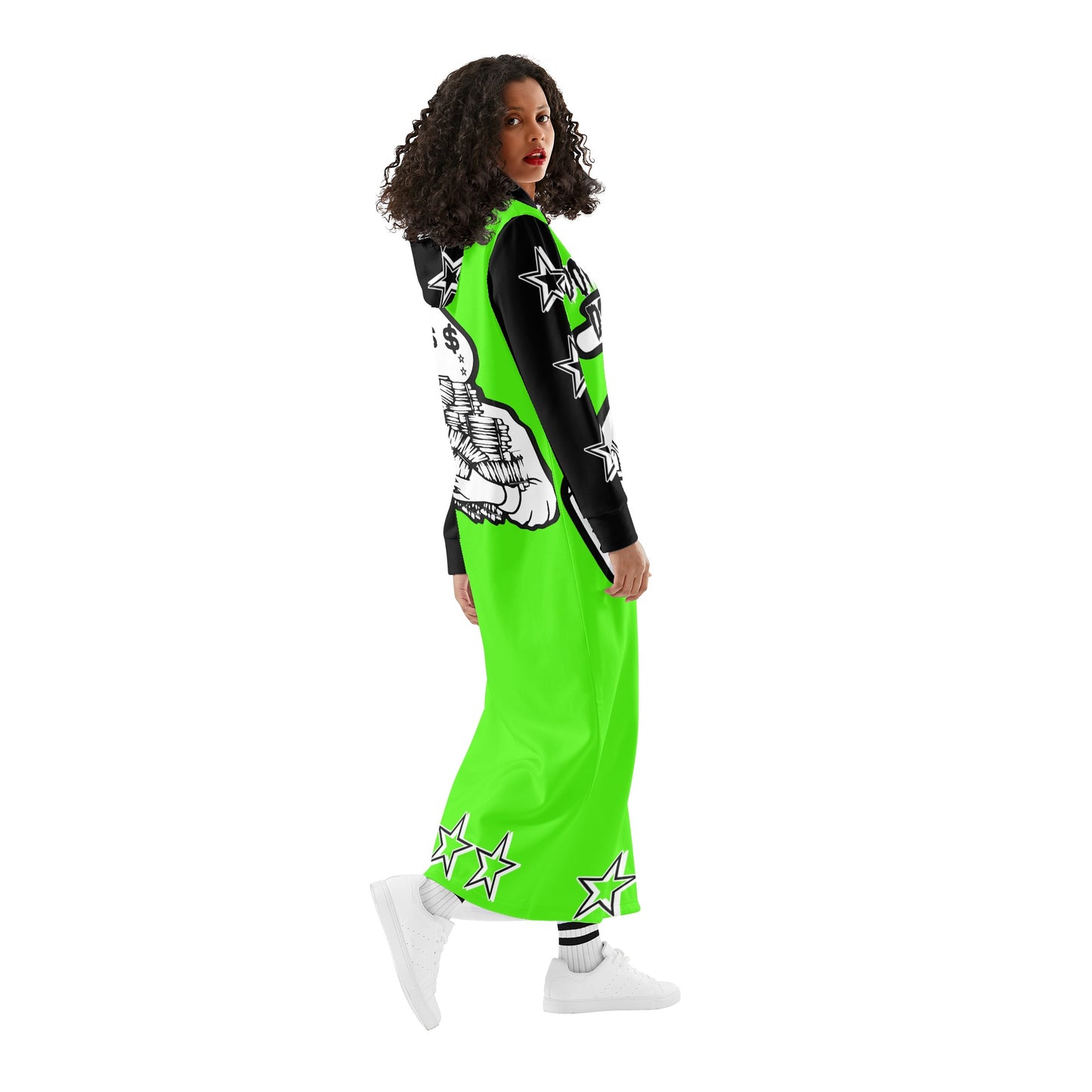 Money Man D.G.D.3 (Dont Grind, Dont 3at) Womens Goo Green Long Hoodie Dress