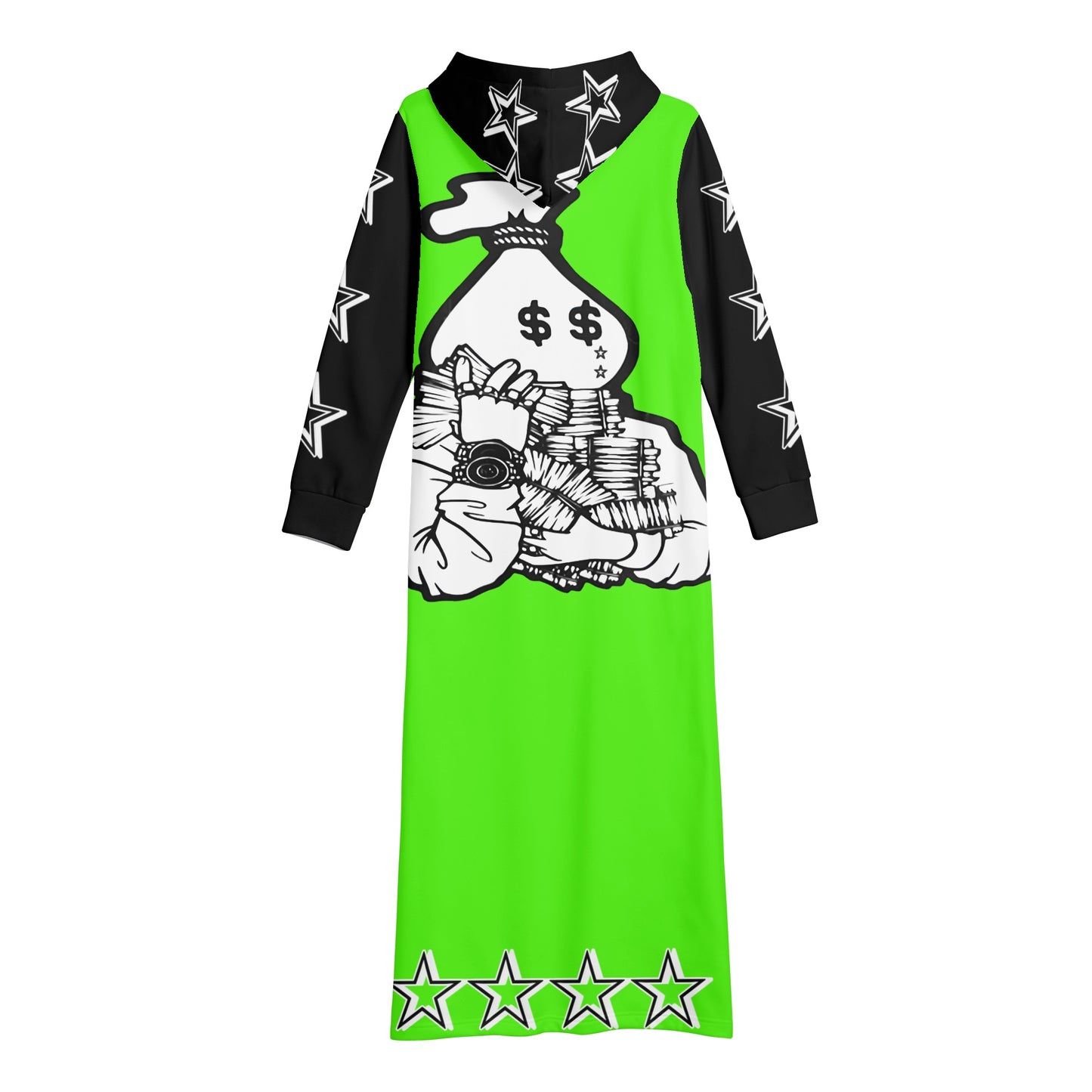 Money Man D.G.D.3 (Dont Grind, Dont 3at) Womens Goo Green Long Hoodie Dress