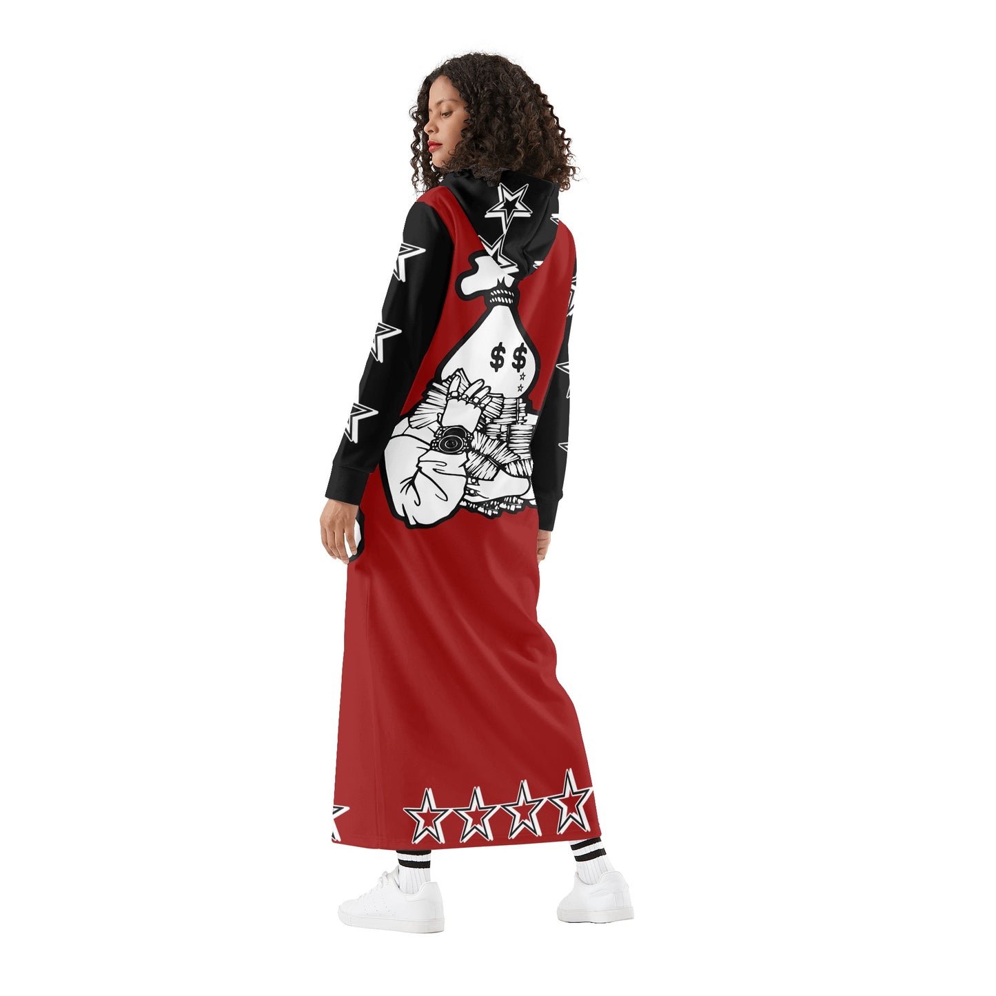 Money Man D.G.D.3 (Dont Grind, Dont 3at) Womens Maroon Long Hoodie Dress