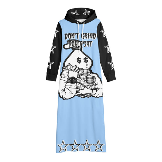 Money Man D.G.D.3 (Dont Grind, Dont 3at) Womens Sky Blue Long Hoodie Dress