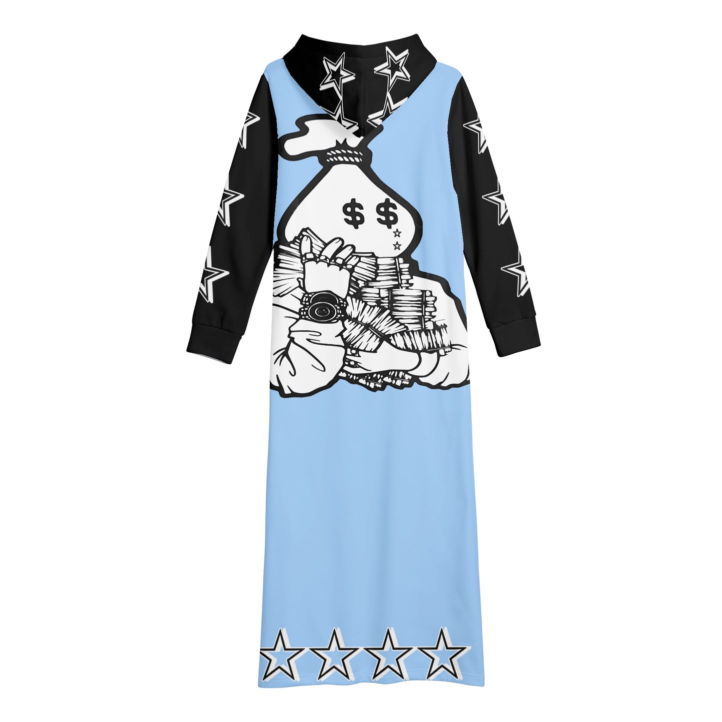 Money Man D.G.D.3 (Dont Grind, Dont 3at) Womens Sky Blue Long Hoodie Dress