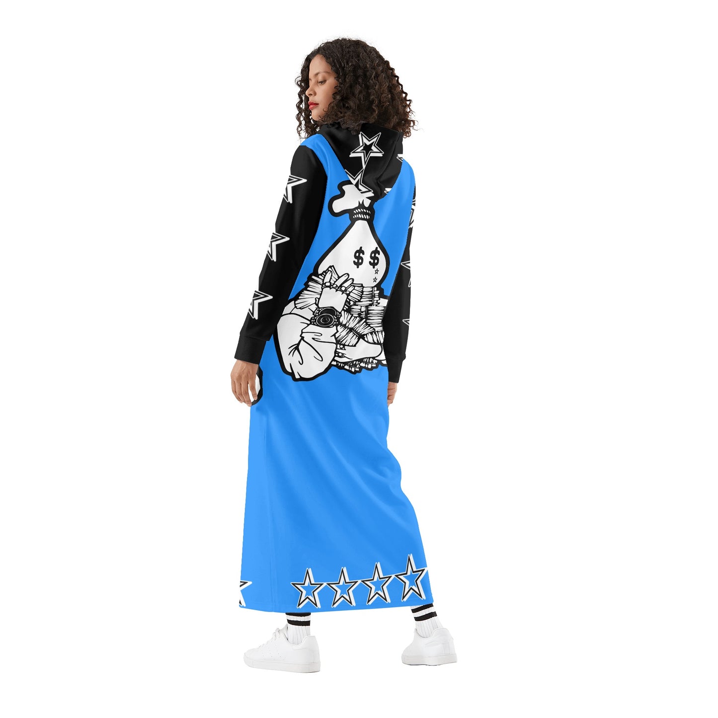 Money Man D.G.D.3 (Dont Grind, Dont 3at) Womens Blue Long Hoodie Dress