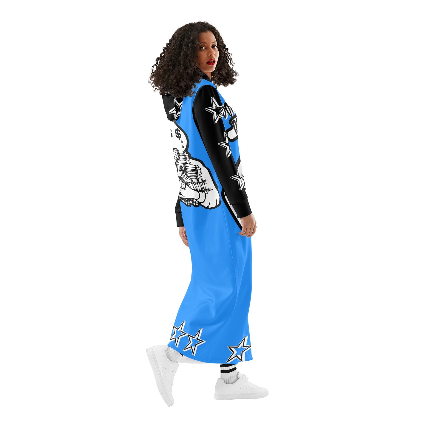 Money Man D.G.D.3 (Dont Grind, Dont 3at) Womens Blue Long Hoodie Dress