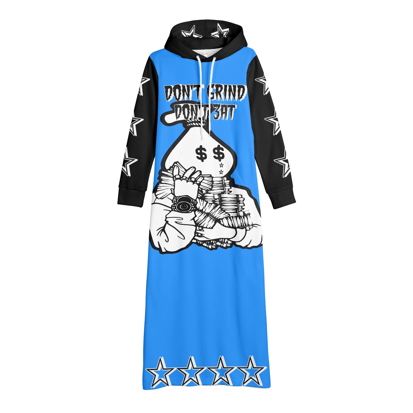 Money Man D.G.D.3 (Dont Grind, Dont 3at) Womens Blue Long Hoodie Dress