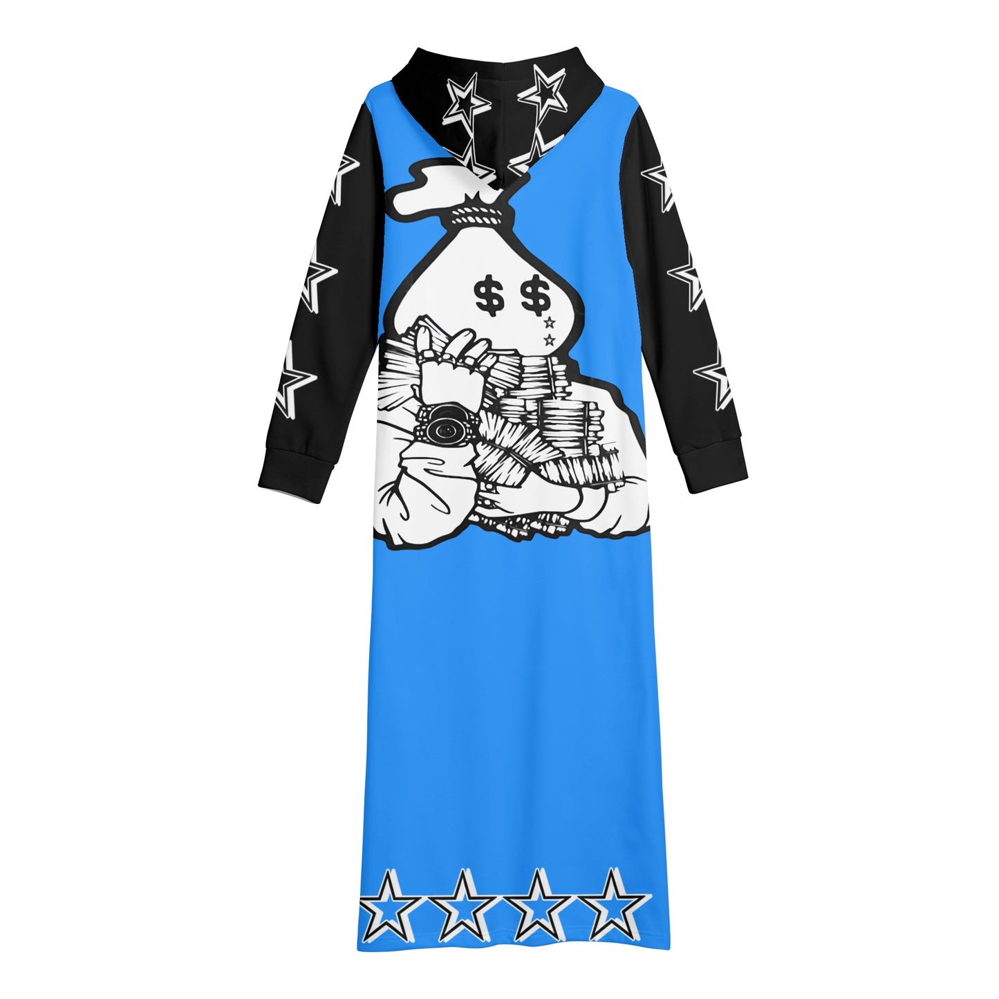 Money Man D.G.D.3 (Dont Grind, Dont 3at) Womens Blue Long Hoodie Dress