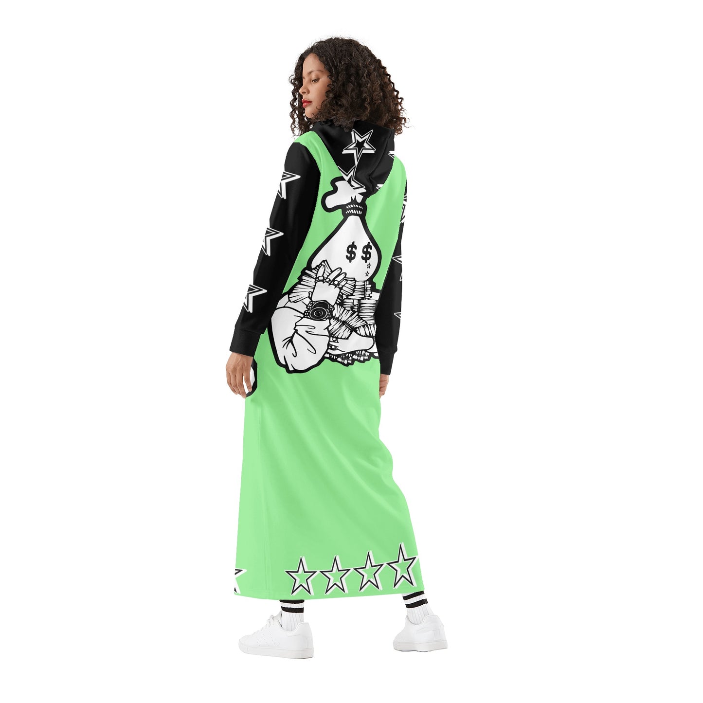 Money Man D.G.D.3 (Dont Grind, Dont 3at) Womens Mint Green Long Hoodie Dress