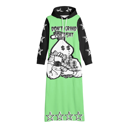 Money Man D.G.D.3 (Dont Grind, Dont 3at) Womens Mint Green Long Hoodie Dress