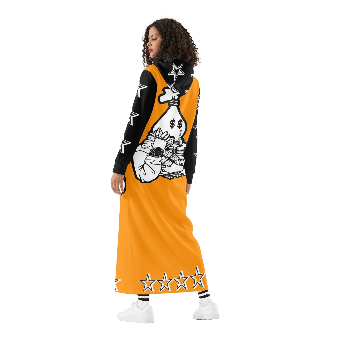 Money Man D.G.D.3 (Dont Grind, Dont 3at) Womens Orange Long Hoodie Dress