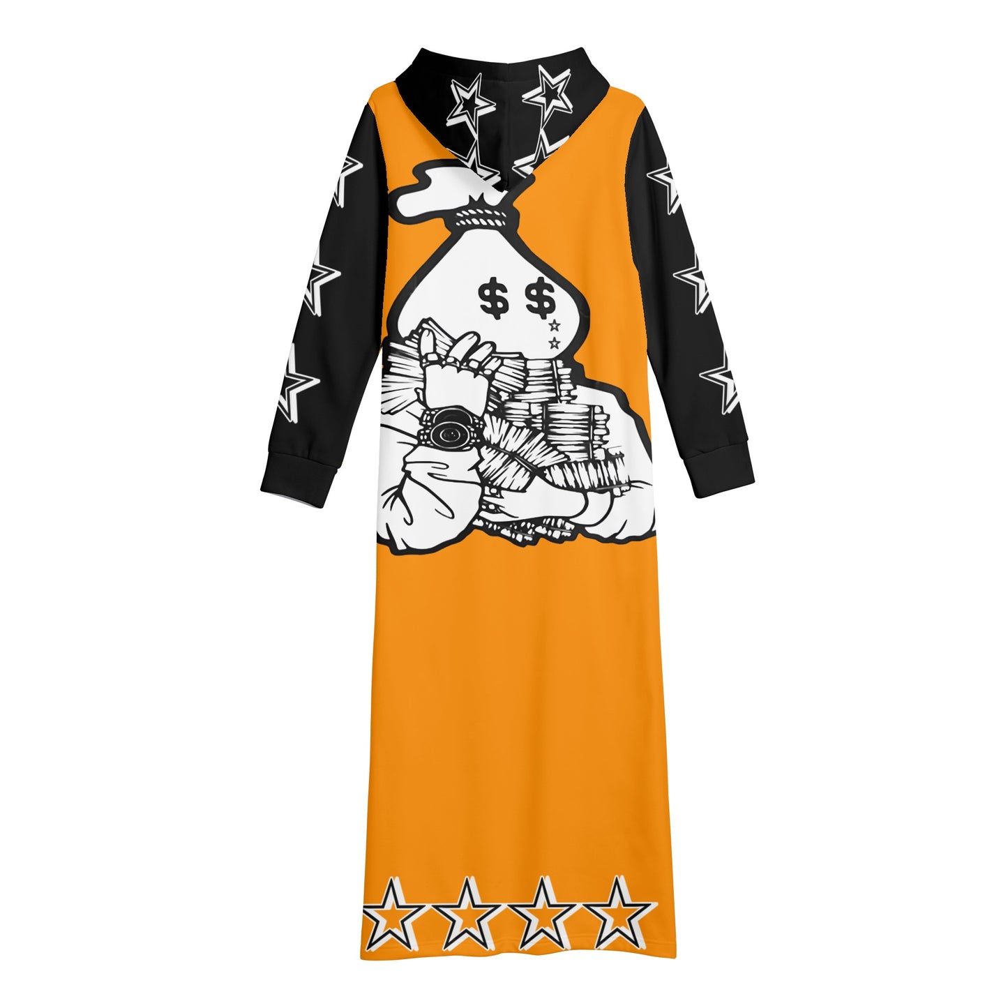 Money Man D.G.D.3 (Dont Grind, Dont 3at) Womens Orange Long Hoodie Dress